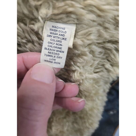 GAP Vintage 2003 Sherpa Lined Denim Jacket Women’s Medium • Band Collar Western - Picture 7 of 13